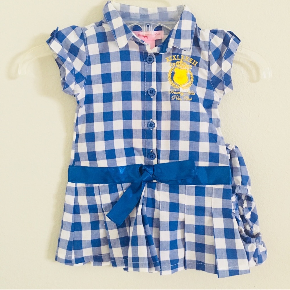 Girls Beverly Hills Polo Club Blue Checkered Dress